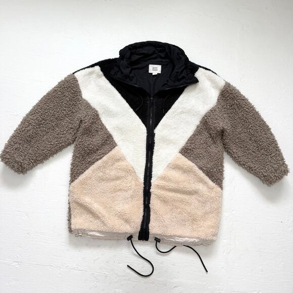 Urban Outfitters BDG Sherpa Fleece Colorblock Zip Up Jacket, Size Large - Picture 1 of 7